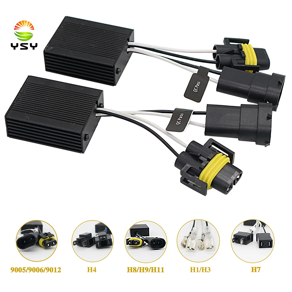 

2pcs H4 H7 H8 H11 9005 HB3 9006 HB4 LED Bulb Resistor Decoders 50w Canbus Error Canceller Wire Harness Adapter for Car Headlight