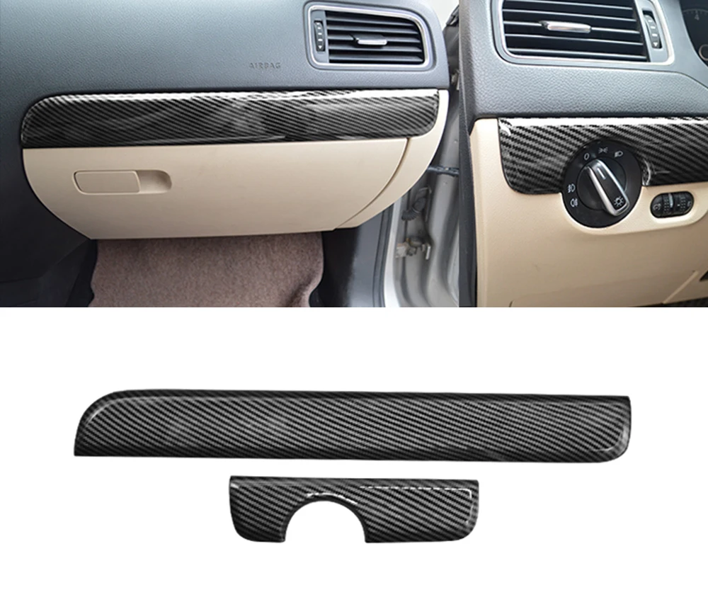 For Volkswagen JETTA 2012- 2018 Control horizontal strip carbon fiber decorative paste copilot peachwood trim car modification p