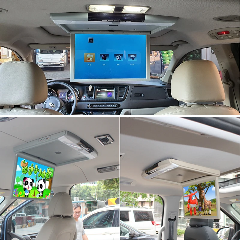 Car Monitor 17.1 Inch HD LCD Screen MP5 Video Player Car Roof Mount Display Multimedia Ceiling TV Mirror Link FM IR HDMI Speaker