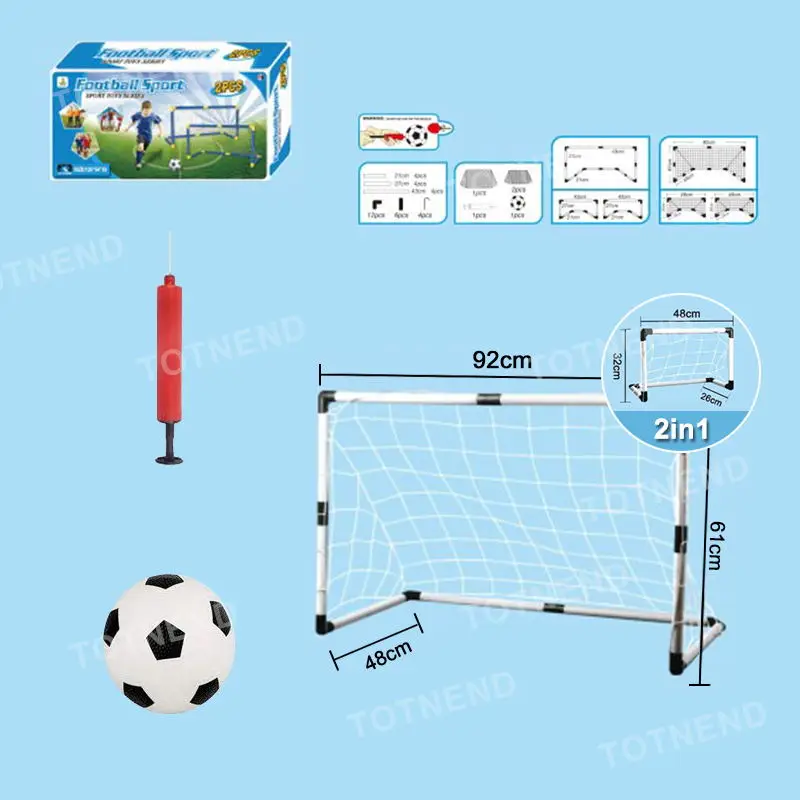 2In1 Mini Football Soccer Ball Goal Folding Post Net + Pump Kids Sport Indoor Outdoor Games Toys Kids Sports Training Equipment