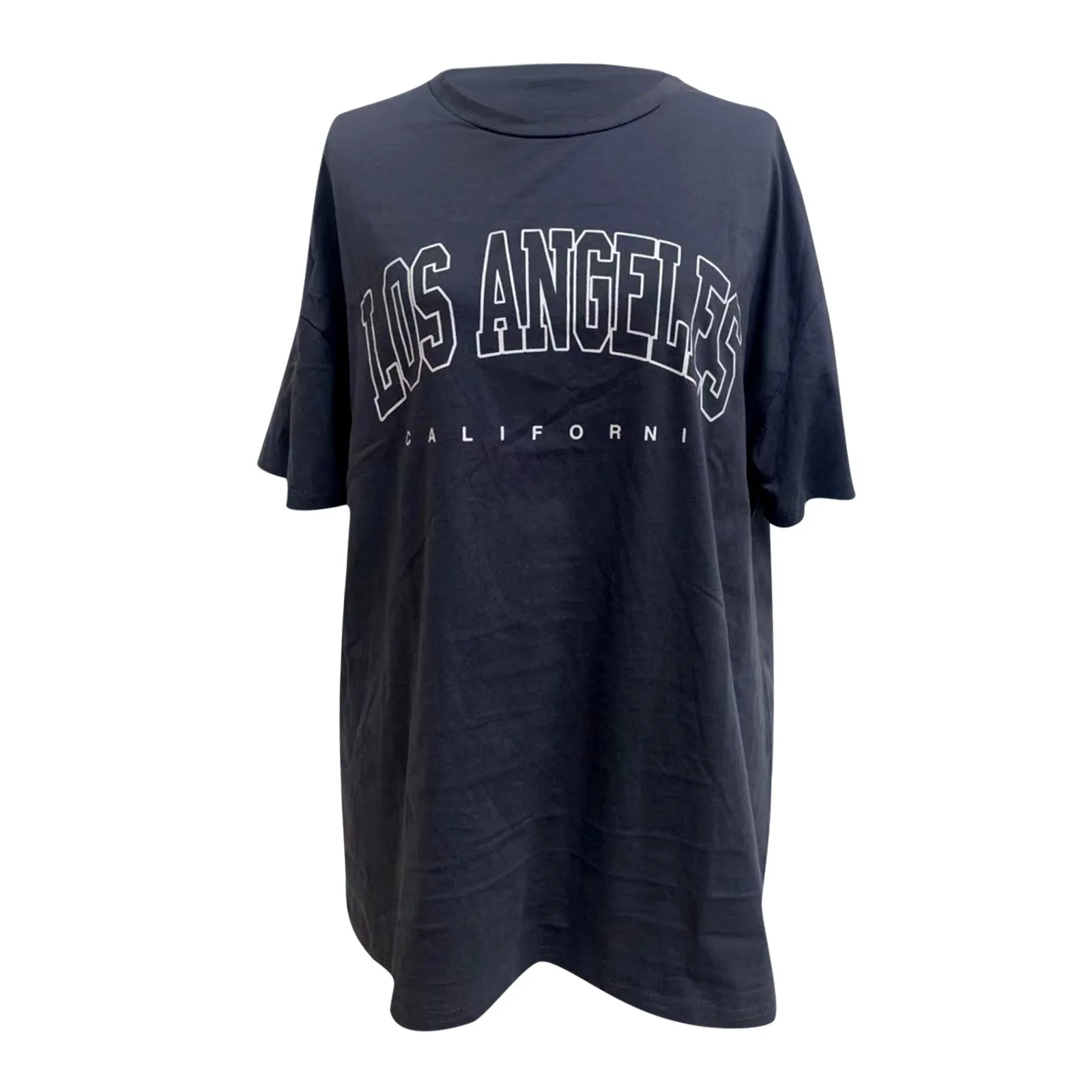 Fashion Women\'s T-shirts LOS ANGELES Letter Prints T Shirt Women 2021 O-Neck Oversized Loose Short Sleeve Summer Tops Streetwear
