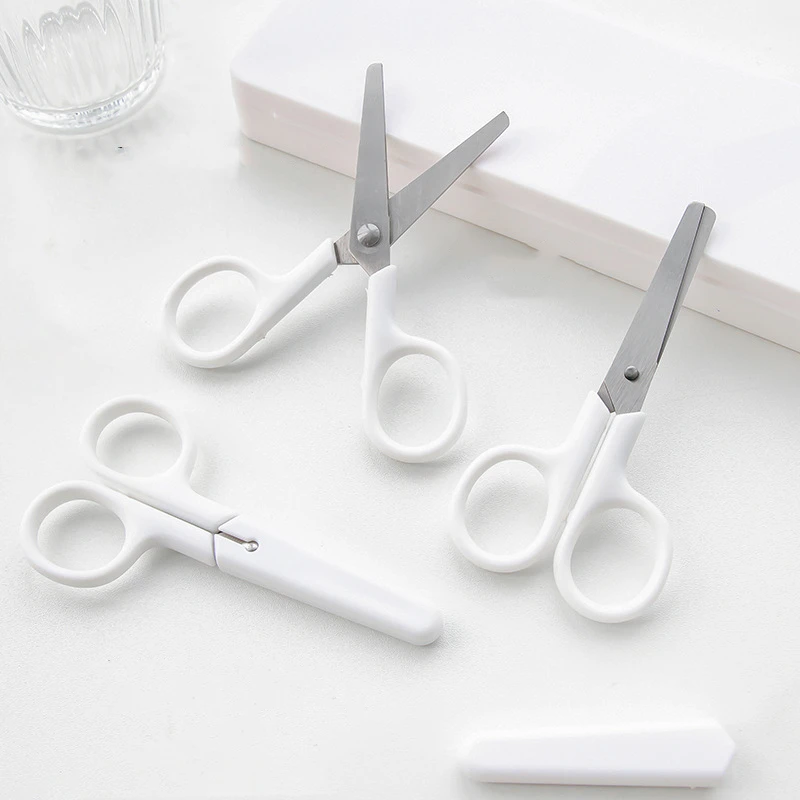 Mini White Scissor INS Style Portable Stainless Steel Blade Cutter for Paper Home Handwork Stationery Office School Gift F676