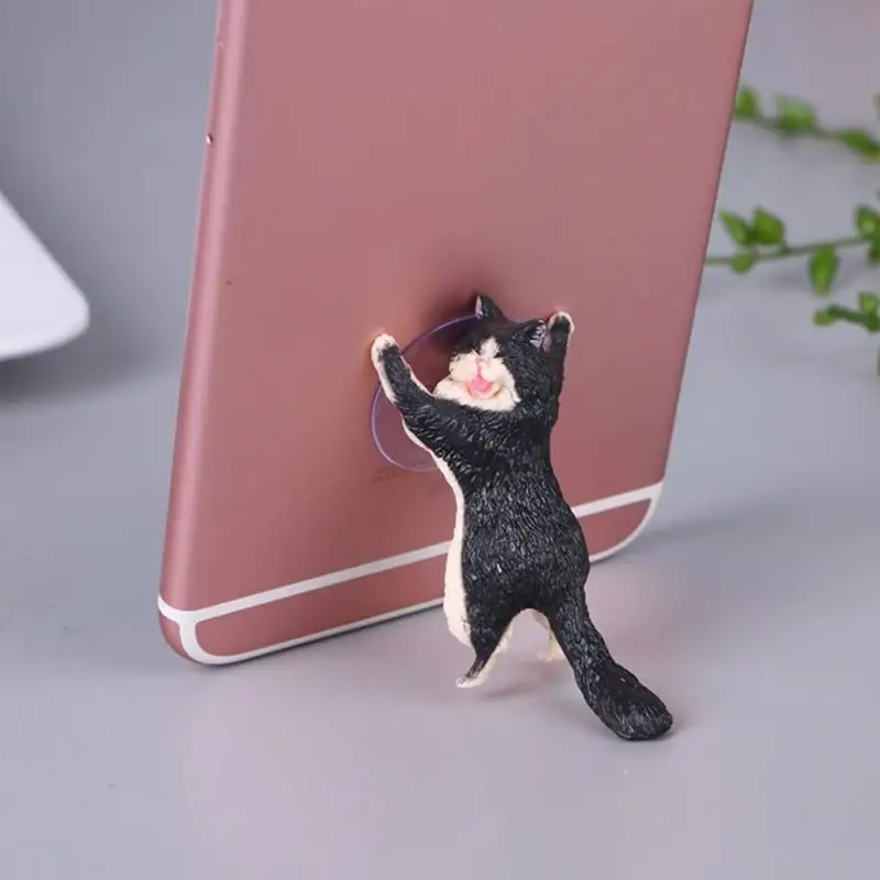 1pcs Cute Cat Desktop Stand Phone Holder Accessories For Mobile Phones PVC Smart Phone Bracket Rescue Figurine Smartphone Rack