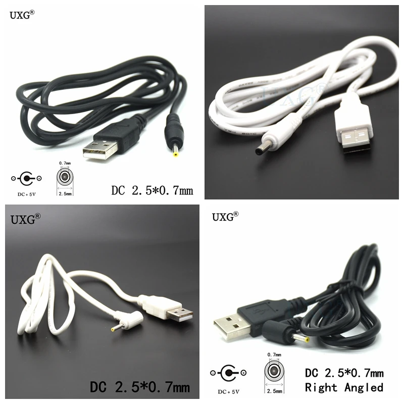 90 right angle Degree DC Power Plug USB Convert To 2.5*0.7mmmm/DC 2.5x0.7mm L Shape Right Angle Jack With Cord Connector Cable