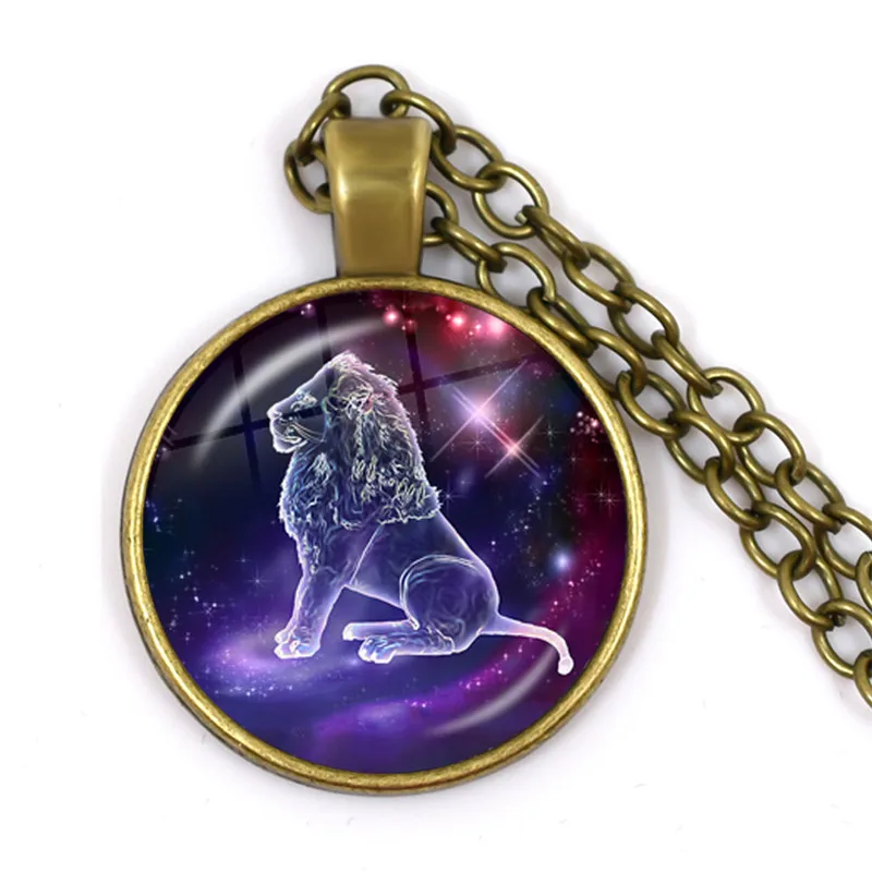 2021 New Fashion Galaxy 12 Constellation Design Zodiac Sign Horoscope Astrology Pendant Necklace For Women Men Gift