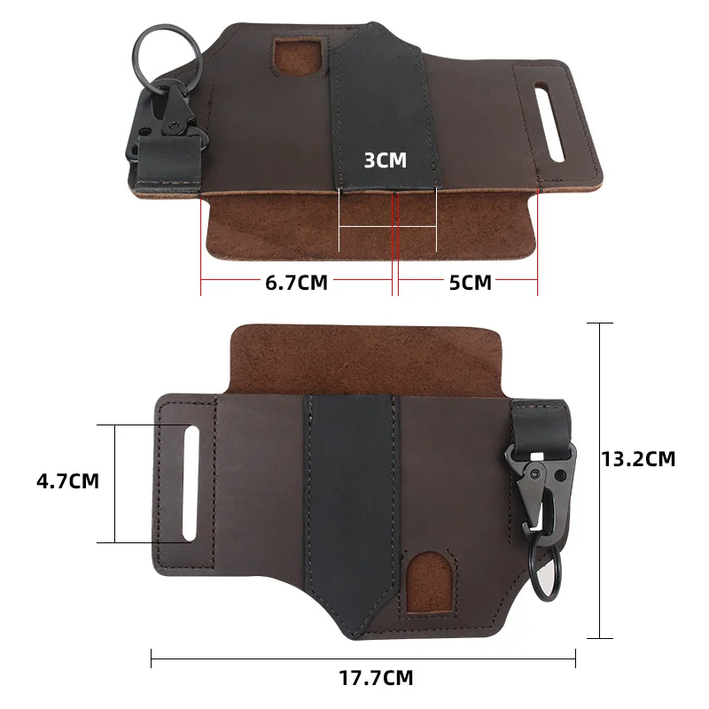 Kulit Sapi Asli Luar Ruangan EDC Taktis Multi Alat Sabuk Selubung Saku Organizer Pena Taktis Senter Tempat Kunci Holster