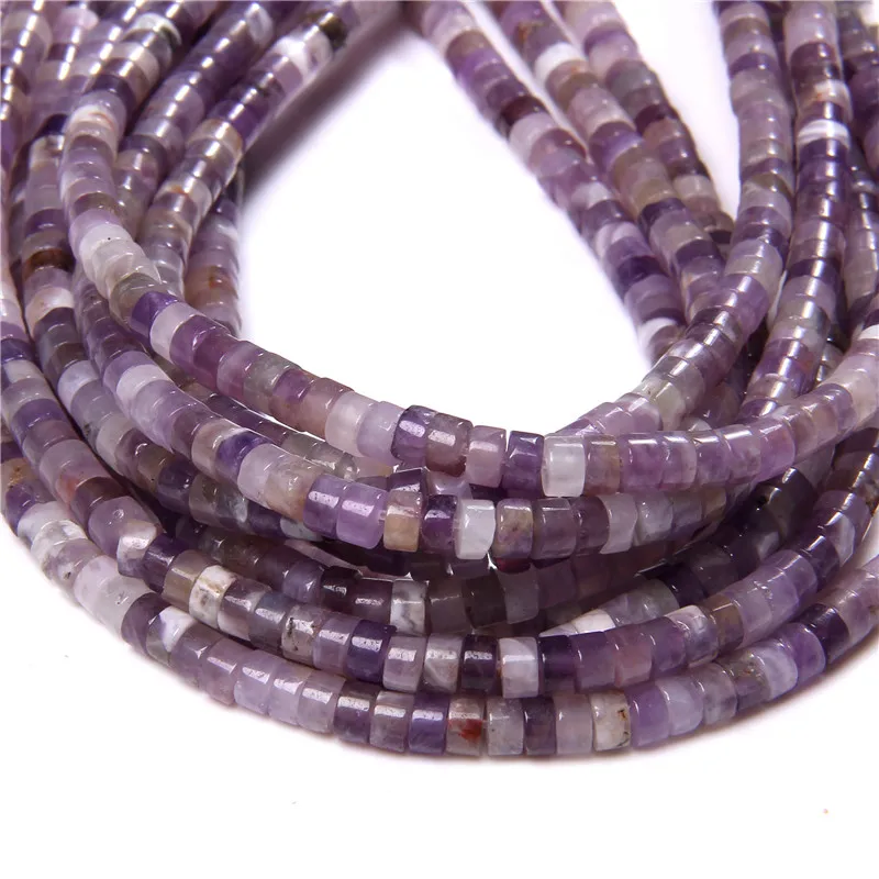 Natural Rondelle Amethysts Beads 15.5'' Strand 2x2x4MM Wheel Round Bead Purple Crystal Quartz Beaded For Jewelry Making DIY