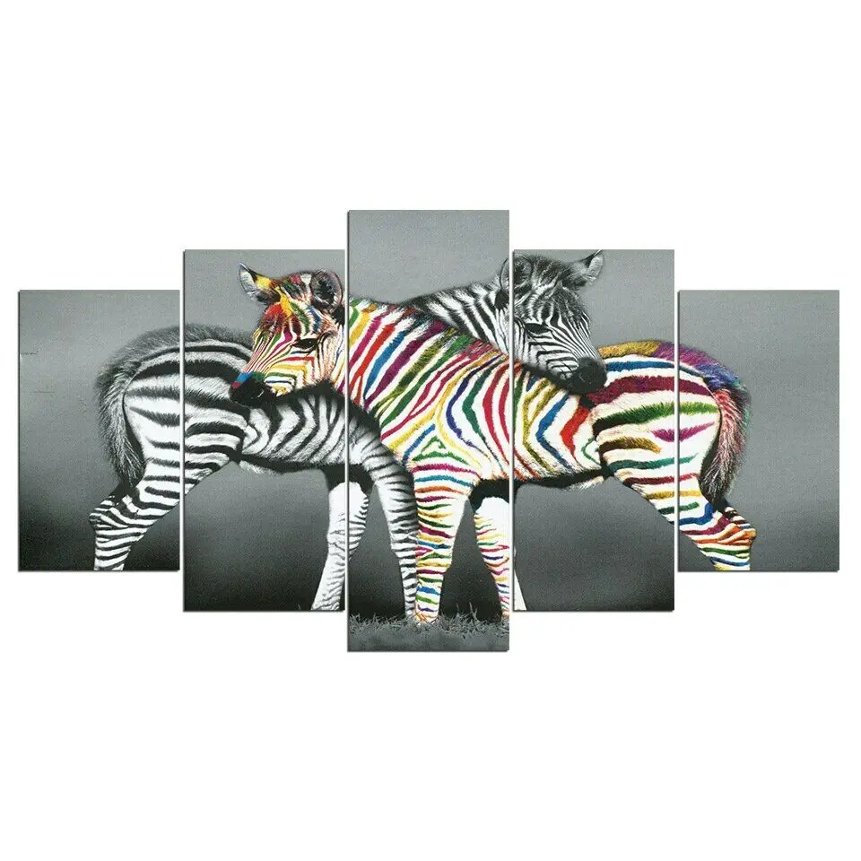 

Fun Colorful Zebra Horses Home Wall Decor Canva Picture Art HD Print Painting On Canvas for Living Room No Framed