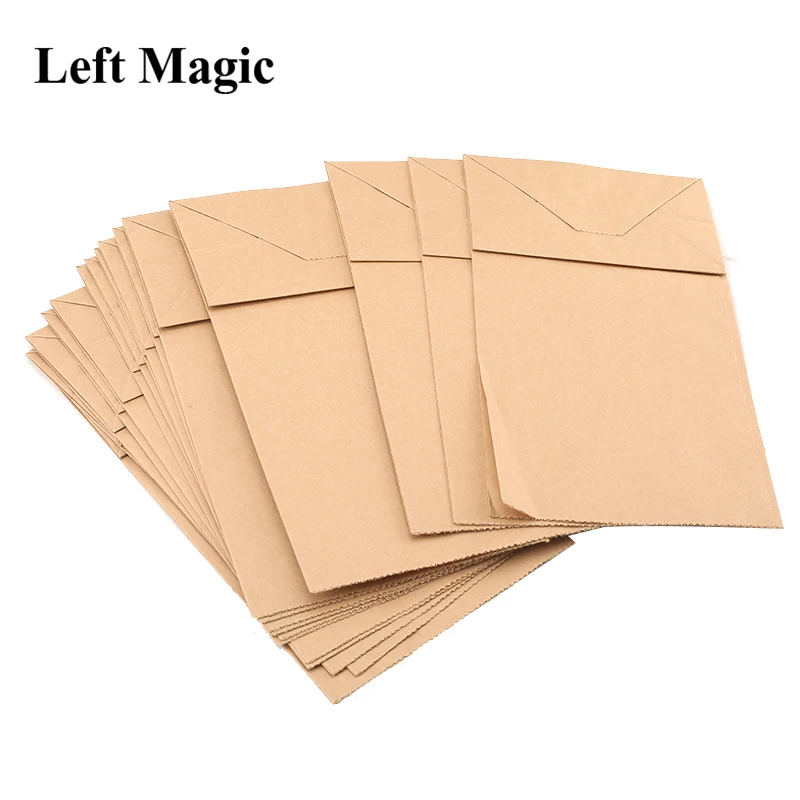 10pcs Kraft Paper Bags Used For Devils Nail Vanising Champagne Bottle Rubber Hammer Banana Orange Magic Tricks Accessory Gimmick