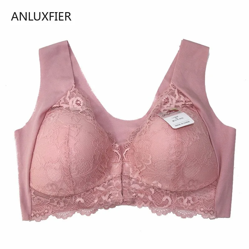 

H9678 Full Cup Bra Lingerie Women Comfortable Sexy Lace Underwear Front Buckle Non-adjusted Straps No Steel Ring Breathable Bras