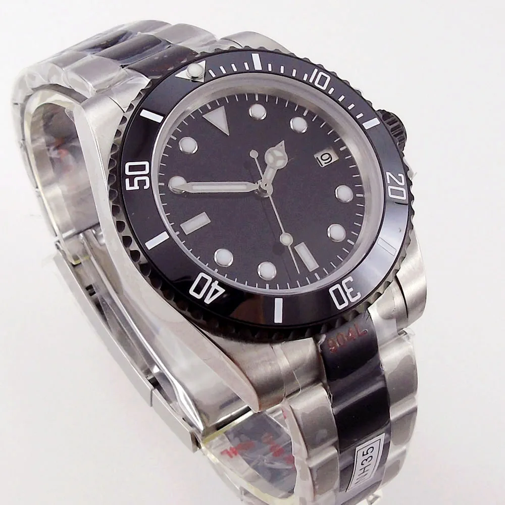 

40mm sterile sapphire glass see through back ceramic bezel NH35 Automatic Movement Men's Watch