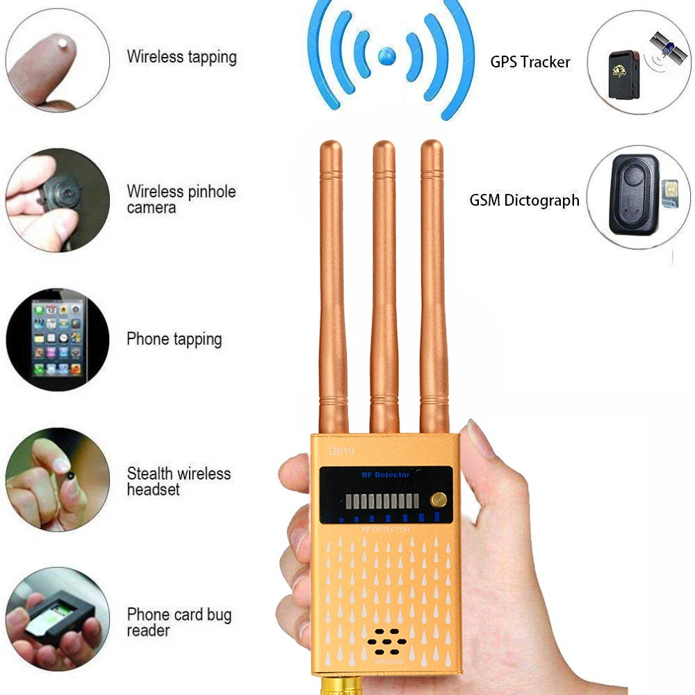 고감도 도청 방지 RF 신호 감지기, 무선 신호 스파이 카메라 렌즈, GSM 오디오, GPS 트래커 감지 장치 파인더