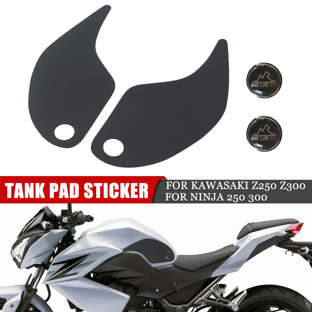 Motorcycle Side Tank Traction Pad Stickers 3M Fuel Knee Grip Protector Anti Slip Decals For Kawasaki Z250 Z300 For Ninja 250 300