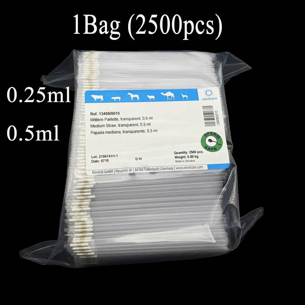 1Bag/2500PCS Cow Cattle Frozen Smen Straw Transparent 0.25ml 0.5ml Artificial Insemination Tools Ranch Pasture Farming Supplies