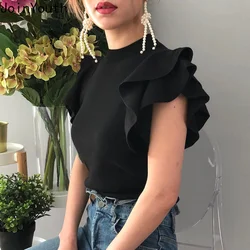 Joinyouth Summer Ruffles Blouses Tops Woman Korean Clothes Femme Chic Shirts Black White Tshirt Fashion Y2K T Shirt for Women