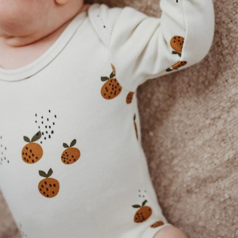 New Born Baby Girls Onesie Little Clementine Bodysuit Infant Kids Boys Long Sleeve Cotton Twins One Piece Baby Clothes 0-24M