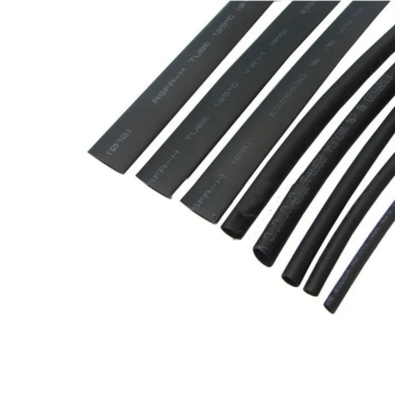 หลอดหดความร้อนคุณภาพสูง5เมตรสีดำ1/2/3/4/5/6/7/8/9/10/12/20/30/-50มม. ปลอก