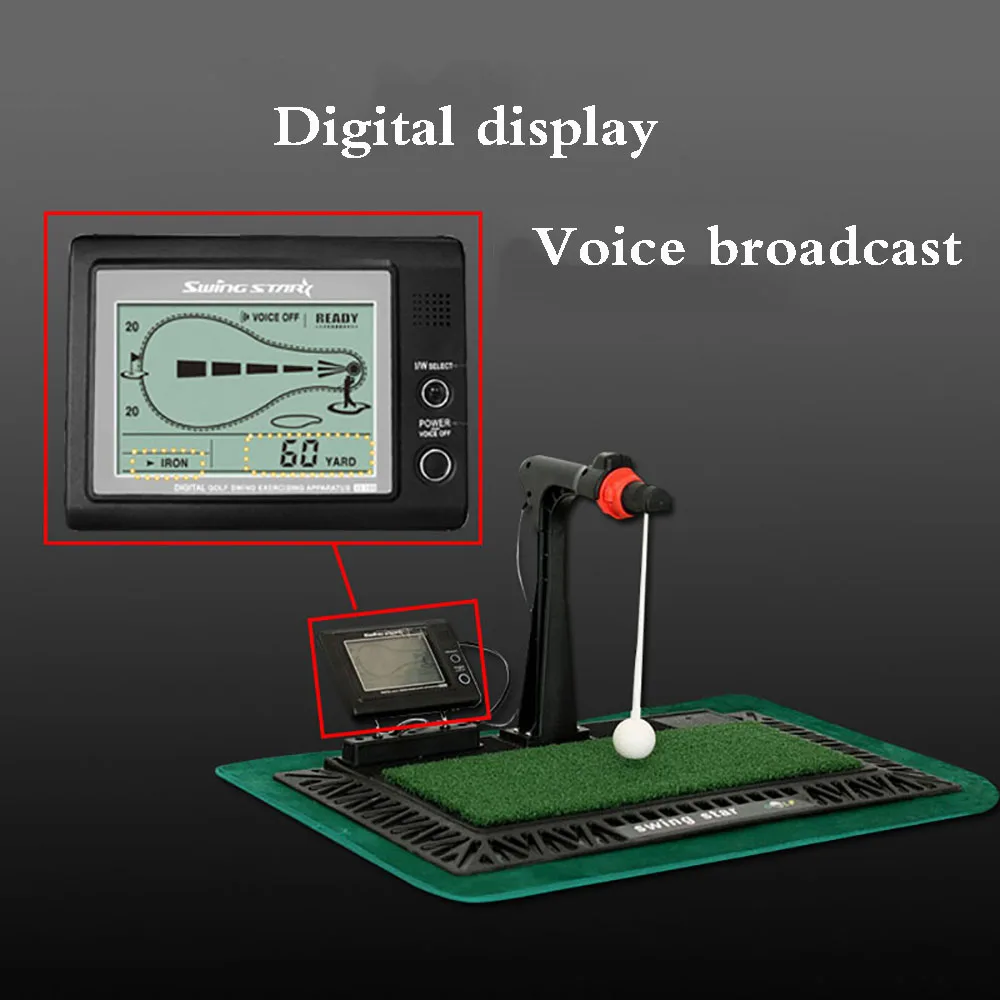 Indoor Digital Swing Practice Golf Swing Exerciser Trainer with English Panel Digital Screen & Auxiliary Voice