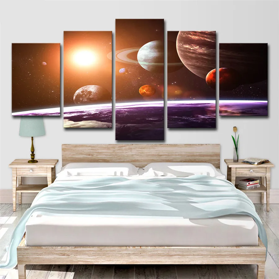 Wall Art 5 pcs diy diamond painting kits Abstract Cosmic Space Five Planets mosaic diamond Embroidery full square/round drills