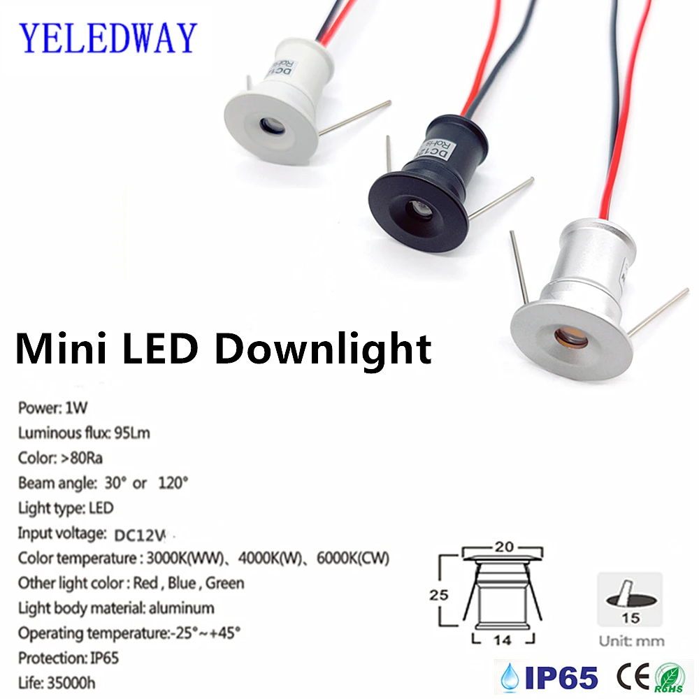 Miniluz descendente LED con control remoto, foco empotrable regulable, lámpara de techo de 1W, iluminación para escaparate, armario y escalera, 12V