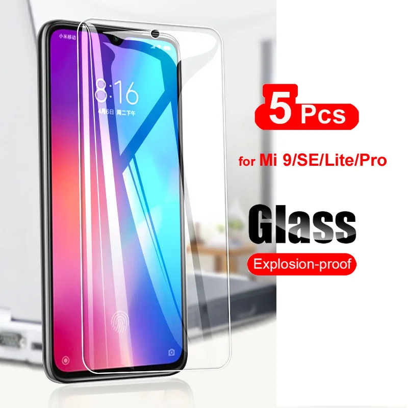 5Pcs Screen Protector Glass For Xiaomi Mi 9 SE Mi9 Lite 9T Pro Tempered Glass Protective Ultra-thin Phone Glass Film 10H Clear