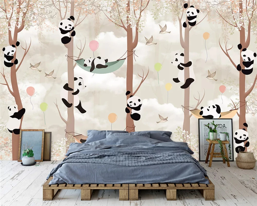 

beibehang Custom fashion green stereo wallpaper children classic panda background papel de parede wall papers home decor behang