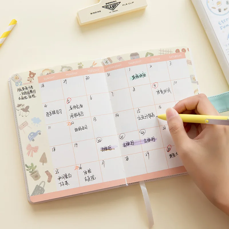 Macaron Fresh Full-color Page Hand Ledger Illustration Inner Page Journal Weekly Monthly Schedule Notepad