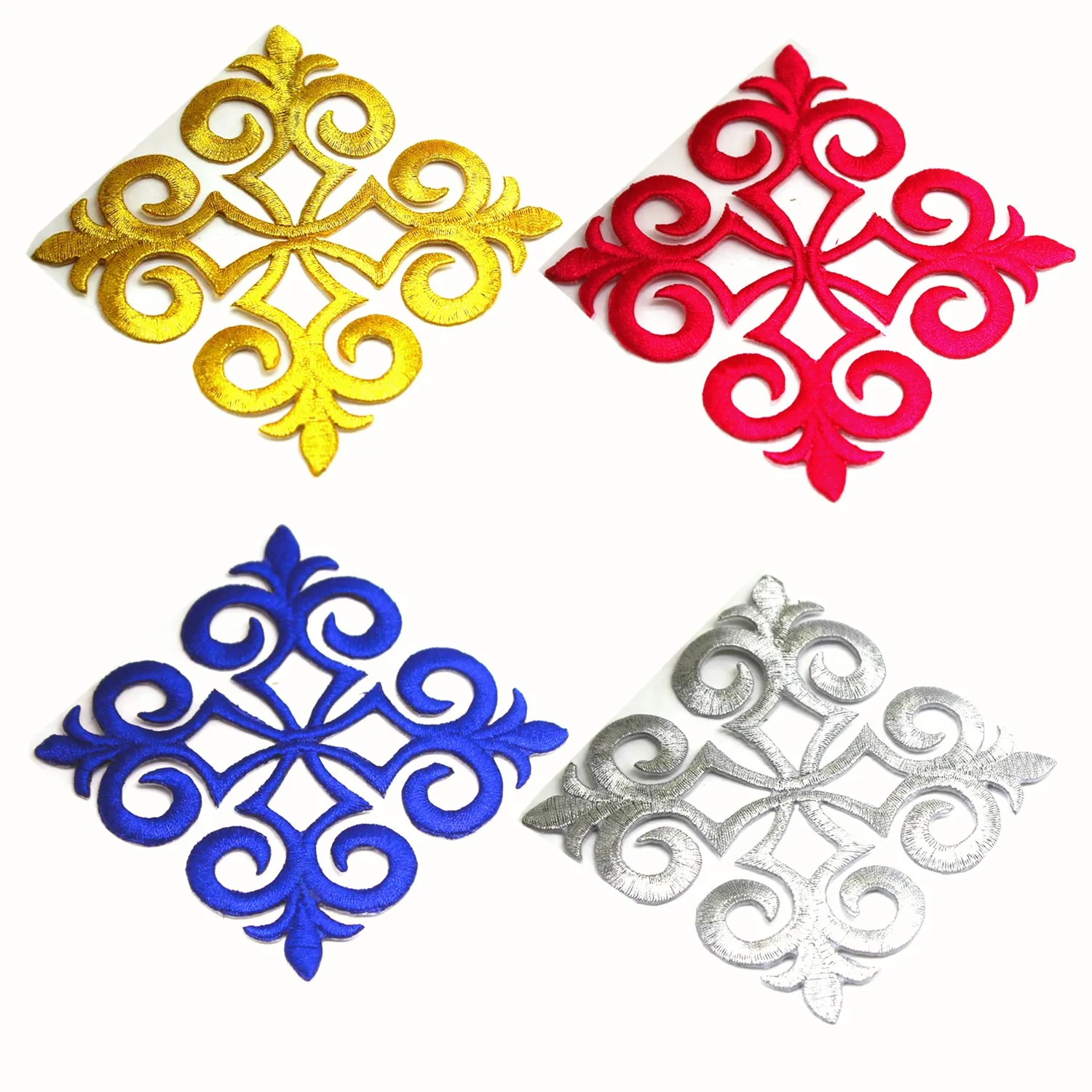 1 sztuka haftowane naprasowanki kwiat złoty Appliqued przebranie na karnawał wykończenia do ubrania Diy łatki 8cm * 8cm