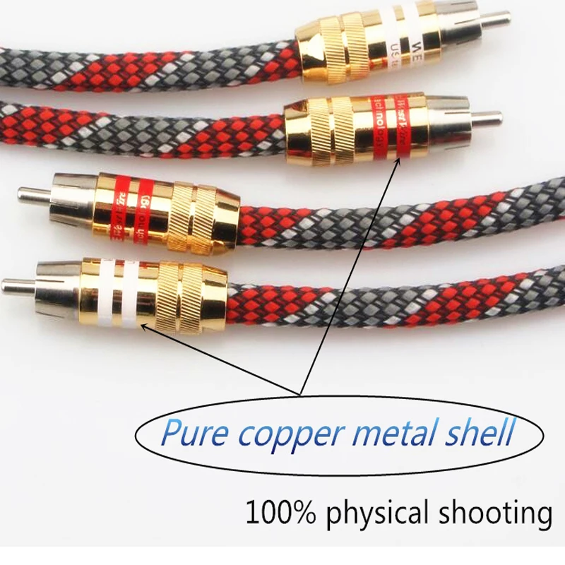 Hi-End 4N OFC Silver Plated ตัวนํา HIFI 2RCA ถึง 2RCA ชายชาย Hifi ลําโพงเสียง Amp เครื่องเล่น CD RCA สาย