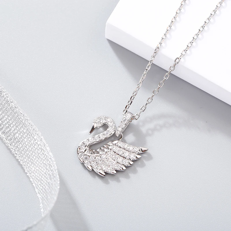 2020 hot new arrival arrives s925 sterling silver 5A zircon super shining fresh cute wind swan-shaped female money pendant