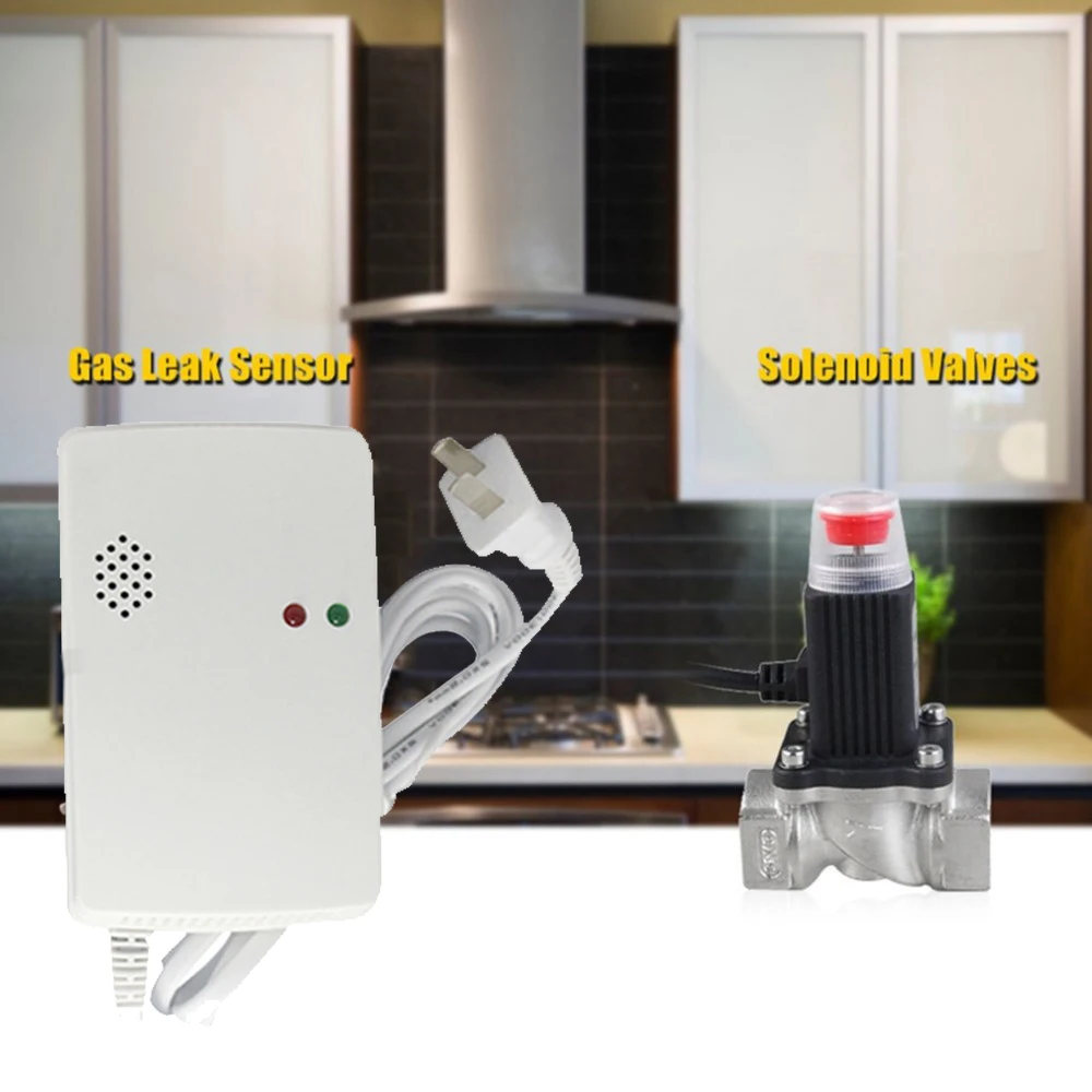Детектор Утечки Газа с голосовым управлением, цифровой дисплей, детектор LPG с электромагнитным клапаном, датчик сигнализации, высокая чувствительность