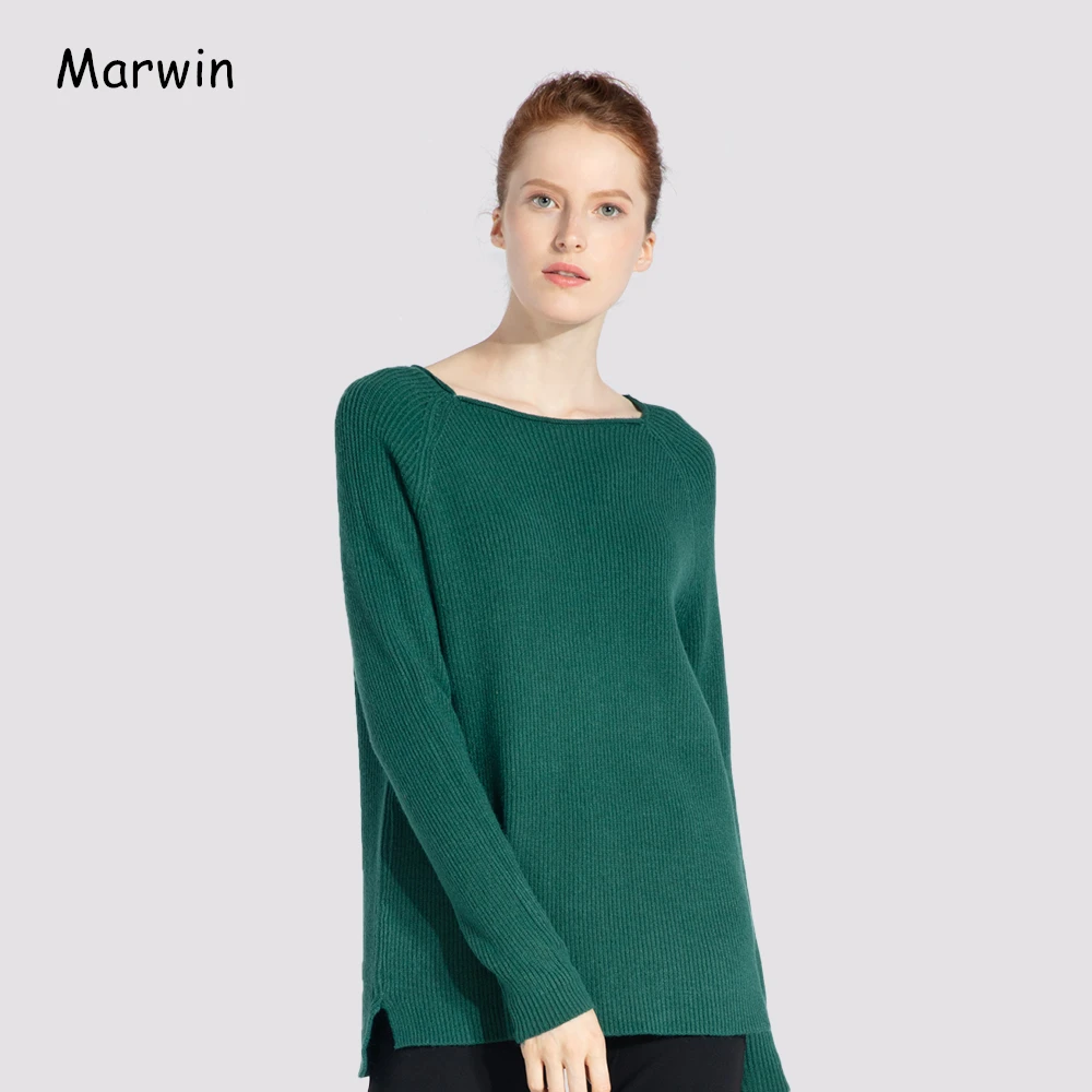 Marwin 2021New Coming Spring Tops Solid O-Neck Loose High Street Style Sweaters Wool Warm Soft Female Kintwear