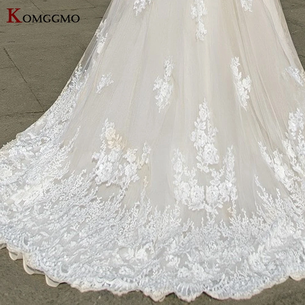 Vestidos De Novia 2021 Neue Ankunft Spitze Appliques Tüll Meerjungfrau Hochzeit Kleid Elegante Illuison Oansatz Detacheable Zug Formale