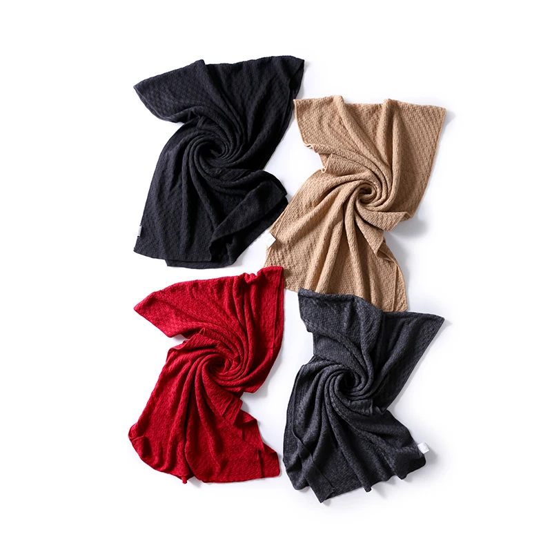 SuyaDream Winter Cashmere Warm Scarf 185cm Length 85%Silk 15%Cashmere Comfortable Knitted Solid Scarfs 2023 New