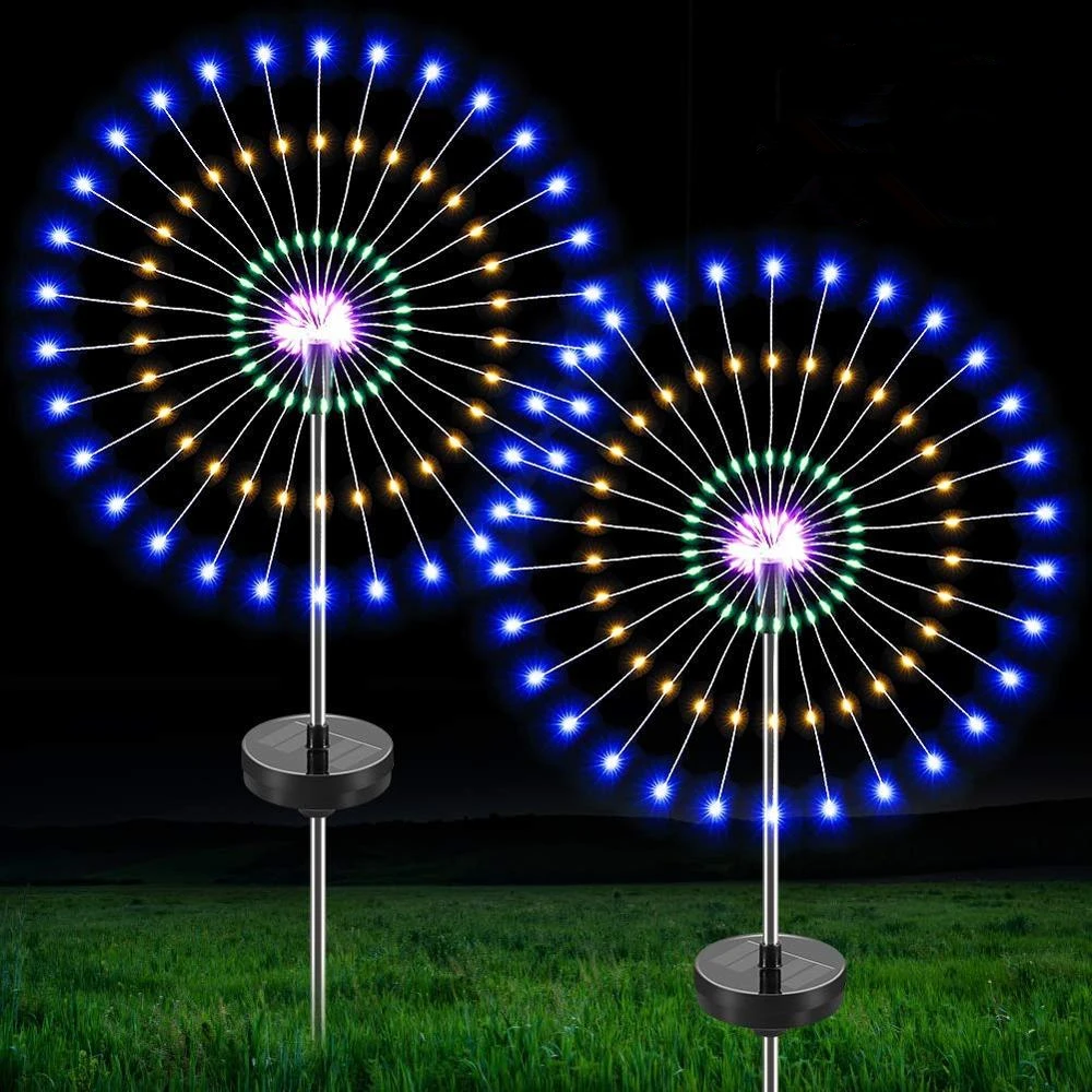 Solar LED Remote Control Fireworks Lights Outdoor Waterproof Fairy Garland Light Strip Garden Lawn Christmas Decoration for Home