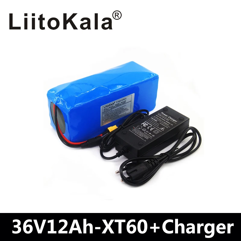 LiitoKala 36V 12AH Electric Bike Battery Built in 20A BMS Lithium Battery Pack 36 Volt with 2A Charge Ebike Battery XT60 Pllug