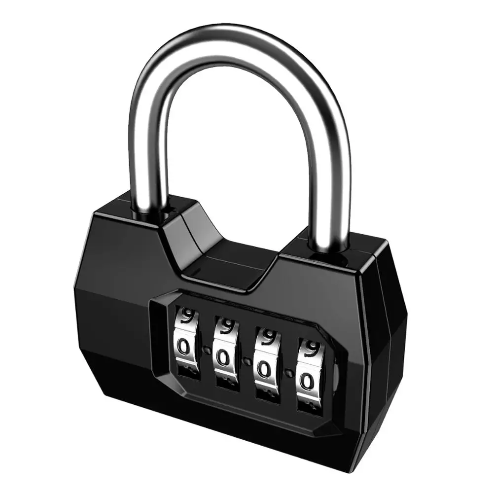 Portable 4 Dial Digit Combination Lock Weatherproof Protection Security Padlock Outdoor Gym Safely Code Lock Black