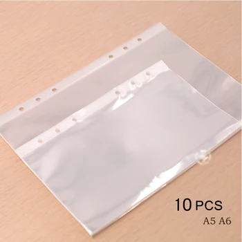 10Pcs A5 A6 Transparent Datei Halter Notebook 6 Loch Lose Leaf Tasche DIY Dokument Tasche Bindemittel Ringe PVC Lagerung verbindlich Ordner
