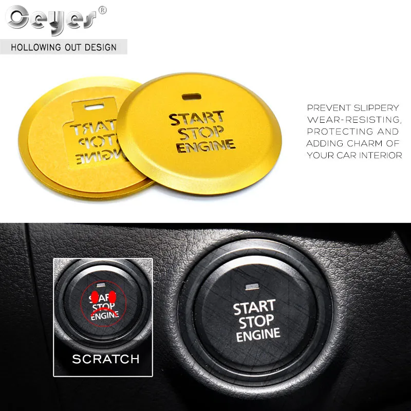 Ceyes 1pc Car Sticker Accessories Ring Engine Start Stop Translucent Switch Button Cover Fit For Mazda 3 Axela 2020 Auto Styling