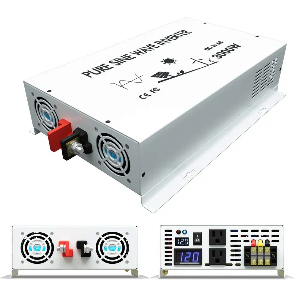 

3000W Solar Panel Inverter 24V to 220V Pure Sine Wave Inverter Power Supply 12V/36V/48V DC to 110V/120V/230V/240V AC Converter