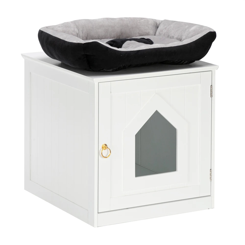 Litter Box Enclosure Cat Home Nightstand Nightstand Pet House Indoor Pet Crate  Cat Washroom  Litter Box Cover with Sturdy Woode