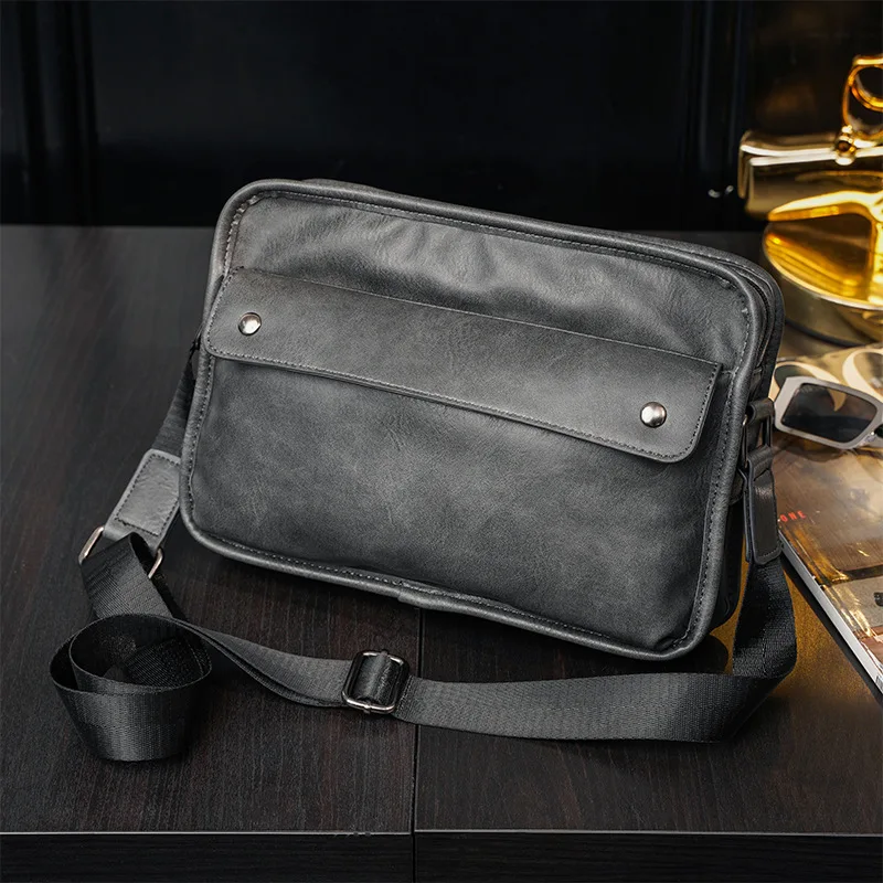 Luxury Design Men\'s Crossbody Bags Fashion PU Leather Shoulder Bag Mens Crossbody Messenger Bag Male Sling Handbags Bolsos