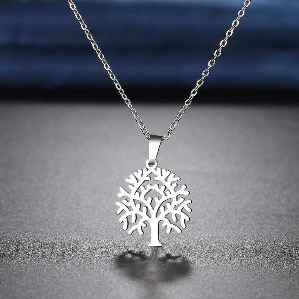 Stainless Steel Necklaces Lush Trees Plants Pendant Chain Collar Fashion Charm Necklace For Women Jewelry Party Friends Gifts