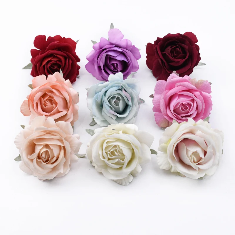 5/10 Stück Künstliche Blumen für Heimdekoration, Hochzeit, Braut-Handgelenk, Seidenrosen, Kopfdekoration, Scrapbooking, Valentinstagsdekoration, Kranz – Detail 1