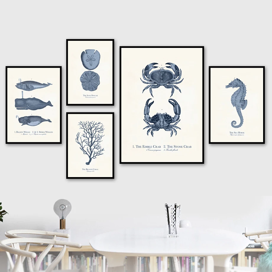 Fossil Fish Turtle Snail Star Tree Vintage Wall Art Canvas Painting Nordic Posters And Print Wall Pictures For Living Room Decor