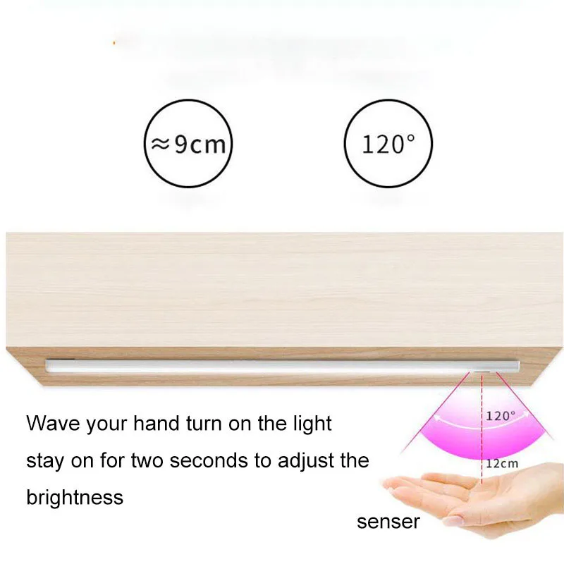 Barra de lámpara LED con Sensor de movimiento PIR, luz nocturna para interior, dormitorio, cocina, decoración, 20/30/40cm, 5V, USB, a1