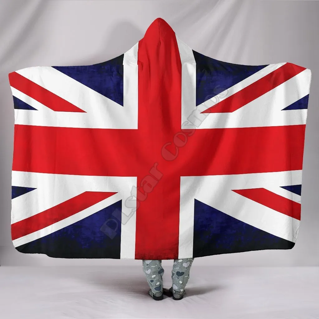 

United Kingdom Flag 3D Printed Wearable Blanket Adults For Kids Various Types Hooded Blanket Fleece blanket 02