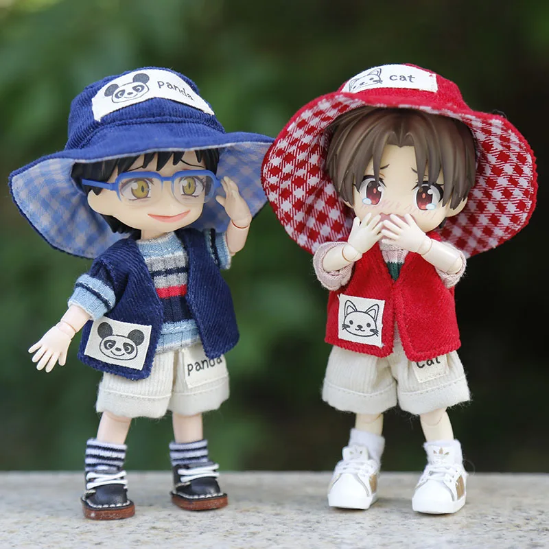 

ob11 baby clothes doll accessories BJD clothes for GSC, molly, 1/12bjd, obitsu11 pants set (hat + shorts + vest + short sleeves)