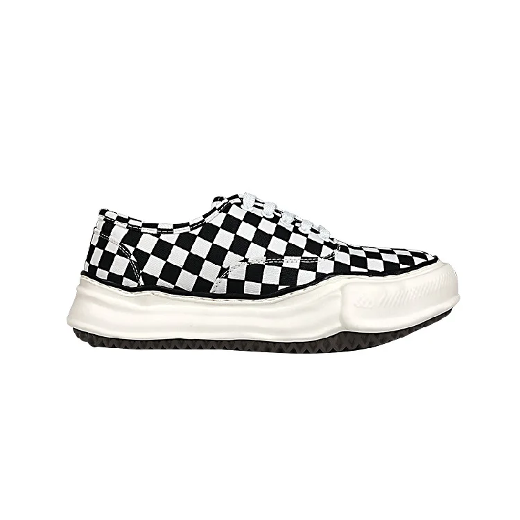 YIGER Men\'s canvas shoes black and white checkerboard Harajuku sneakers net celebrity low-top men\'s shoes casual Loafers