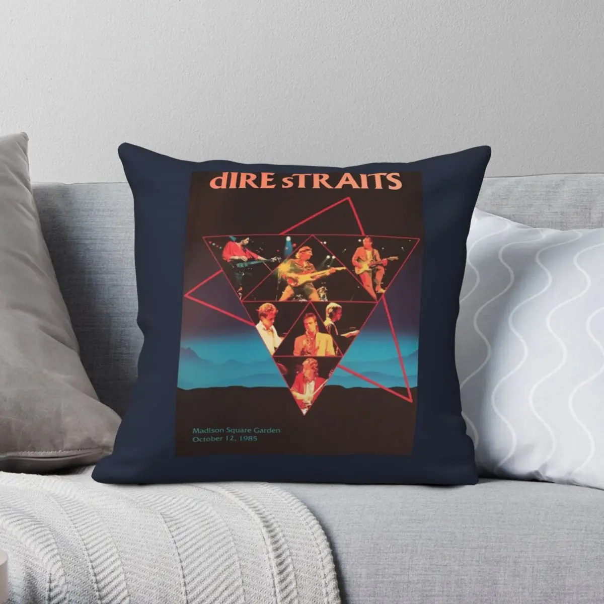 Dire Straits Pillowcase Polyester Linen Velvet Pattern Zip Decor Pillow Case Sofa Cushion Cover